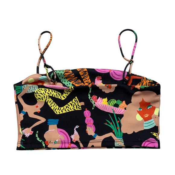 Zara Women in Art Miranda Makaroff Colorful Funky Cropped Tank Top Size Small - Picture 4 of 5